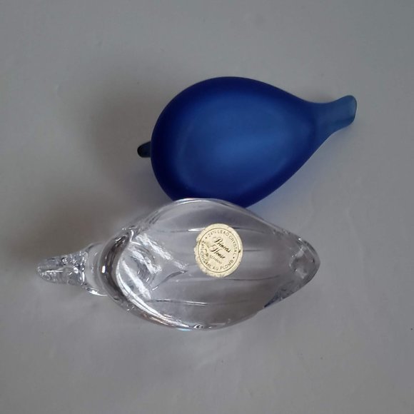 2pcs VINTAGE DUCKS Germany Lead Crystal & Blue Glass Figurines mallard duck - Picture 7 of 7